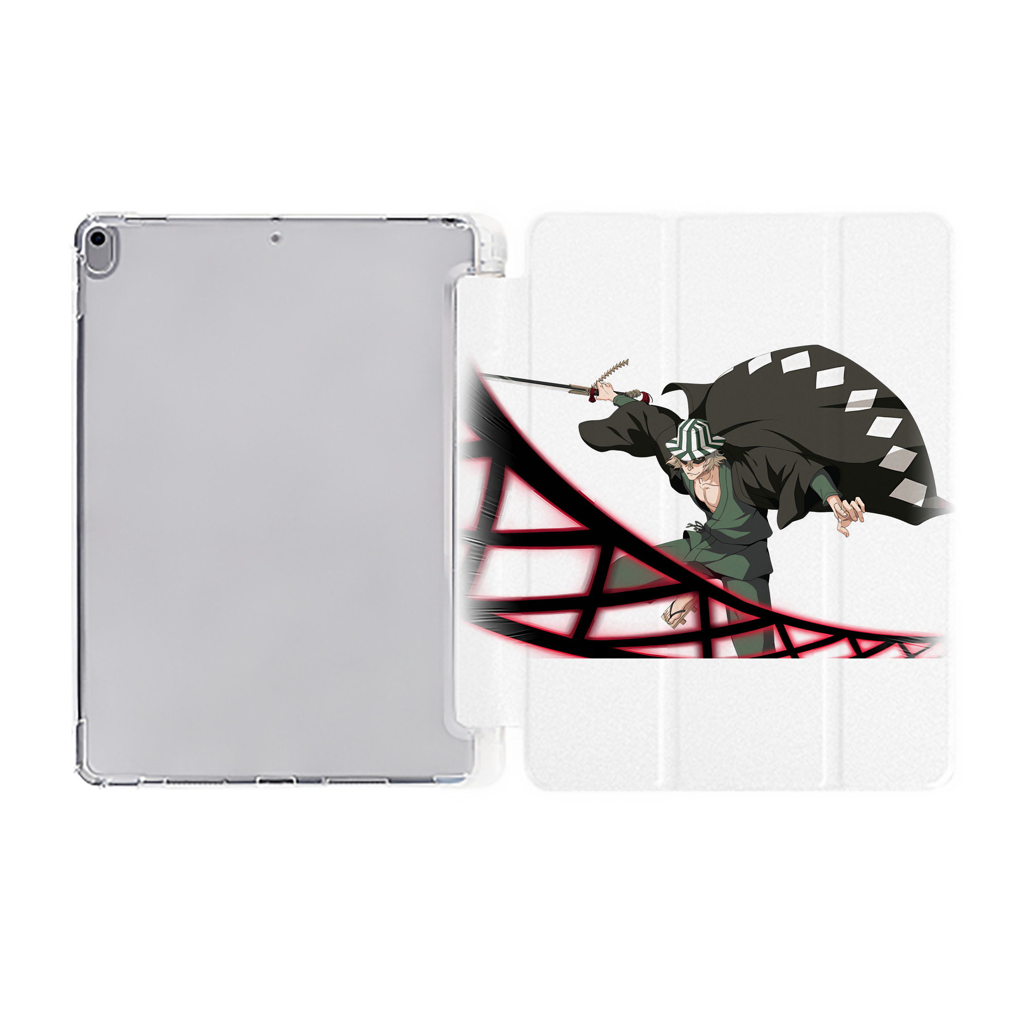 （画像用） "ブリーチ 浦原 喜助（うらはら きすけ） BLEACH Urahara Kisuke " IPad ケース ペン収納付き 三つ折りスタンド PUレザー×シリコン 対応機種9.5/10.5/10.9インチ
